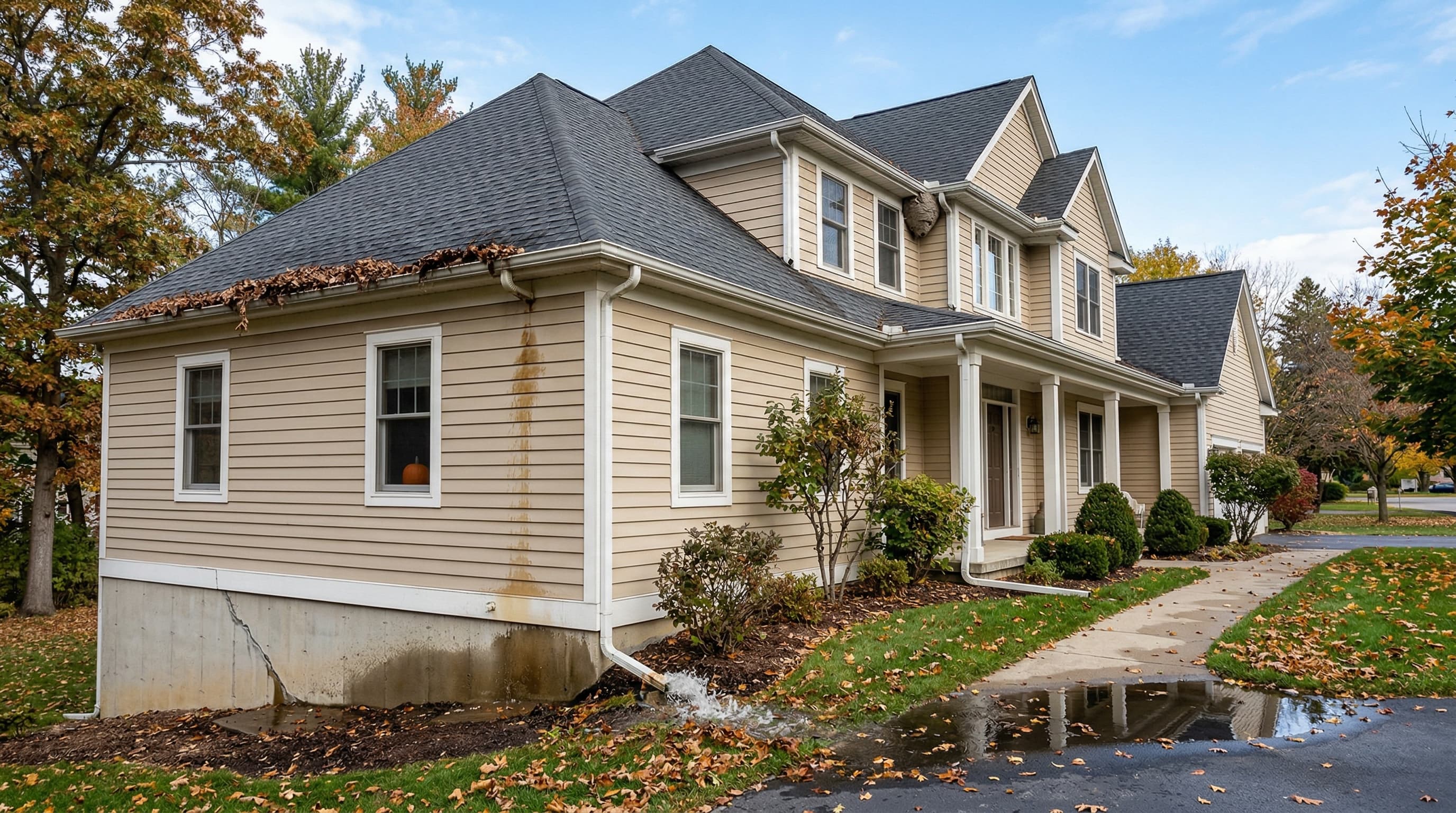 House with hidden gutter dangers